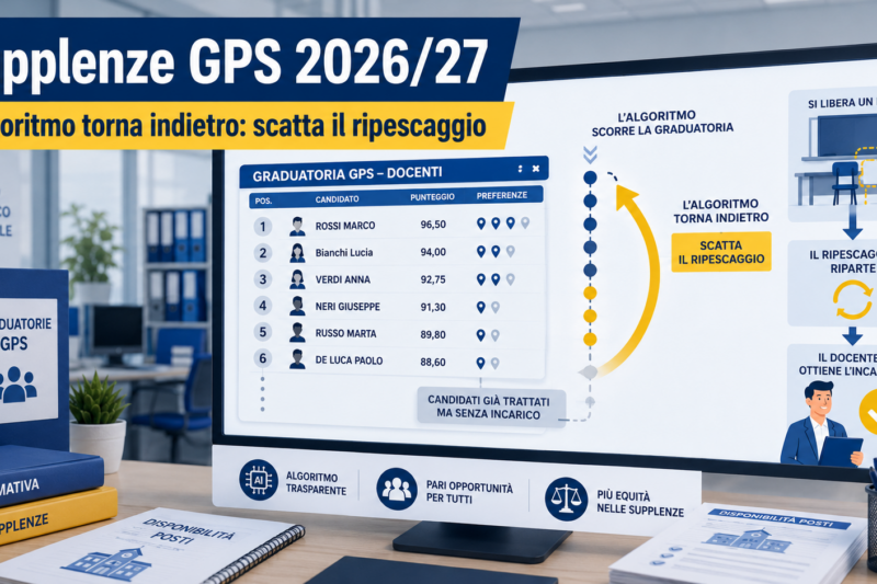 Supplenze GPS 2026/27, l’algoritmo torna indietro: come funziona il nuovo ripescaggio