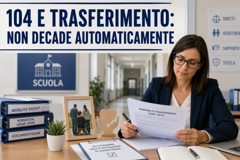 Legge 104 e trasferimenti nella scuola: cosa succede se l’assistito muore dopo la mobilità