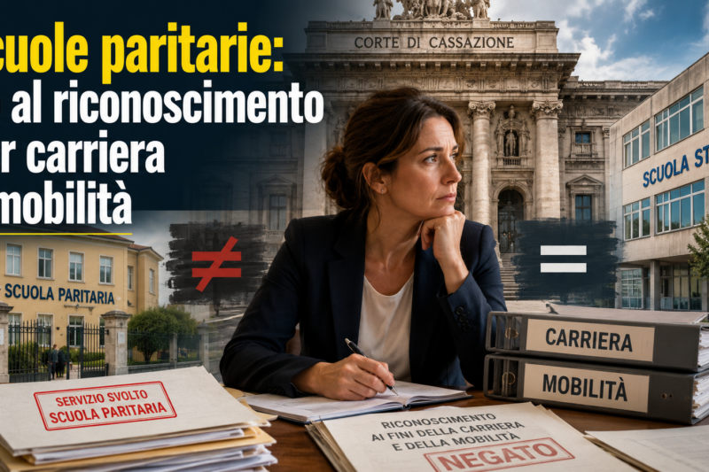 Servizio nelle scuole paritarie, nuovo stop della Cassazione: niente riconoscimento per carriera e mobilità
