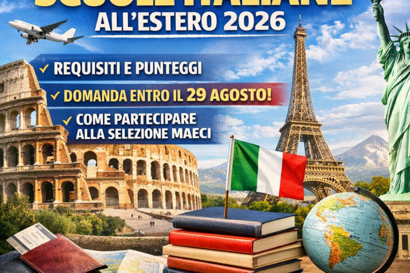 Bando docenti scuole italiane all’estero 2026: requisiti, punteggi, domanda entro il 29 agosto e come partecipare alla selezione MAECI