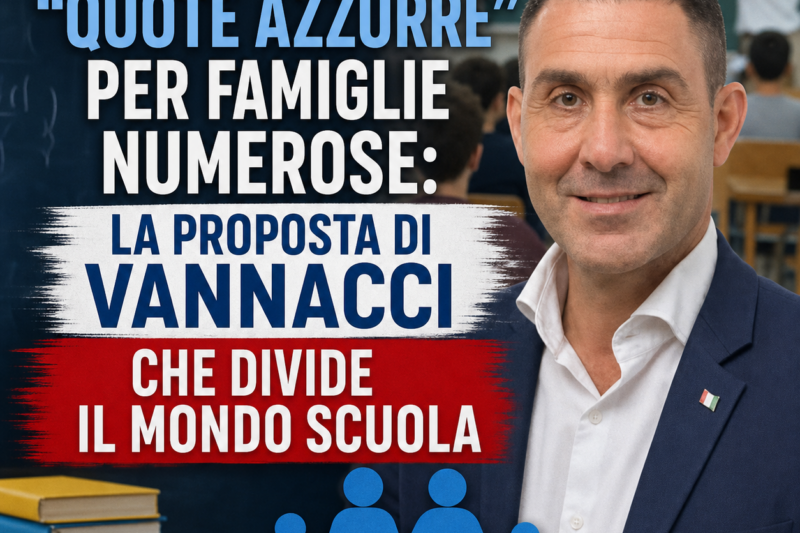 Riserva “Quote azzurre” per famiglie numerose: la proposta di Vannacci che divide il mondo scuola