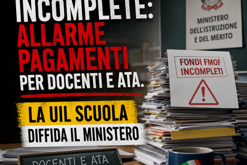 Risorse FMOF incomplete: allarme pagamenti per docenti e ATA. La UIL Scuola diffida il Ministero