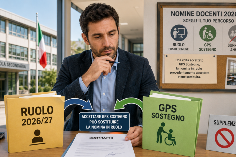 Immissioni in ruolo 2026/27 e GPS sostegno: si può lasciare la prima nomina per quella finalizzata al ruolo?
