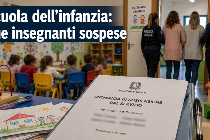 Maltrattamenti alla scuola dell’infanzia, sospese due insegnanti: «Violenza fisica e psicologica come metodo educativo»