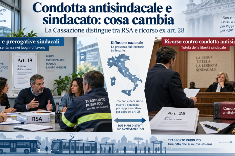 Condotta antisindacale, Cassazione: non serve essere tra i sindacati più rappresentativi per ricorrere al giudice