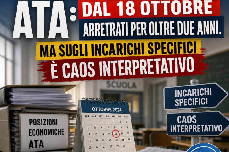 Posizioni economiche ATA: dal 18 ottobre arretrati per oltre due anni. Ma sugli incarichi specifici è caos interpretativo