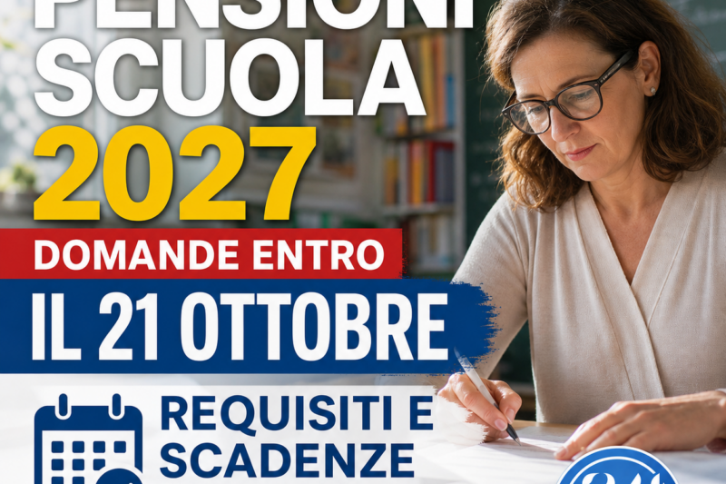 Pensioni scuola 2027: domande entro il 21 ottobre, requisiti e scadenze complete