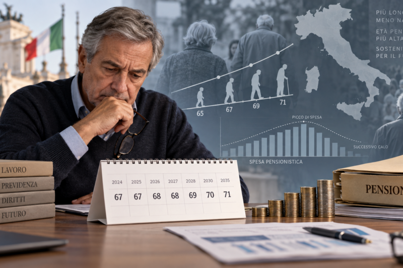 Pensioni, età in aumento: dal 2029 vecchiaia verso i 67 anni e 6 mesi, spesa al picco nel 2041