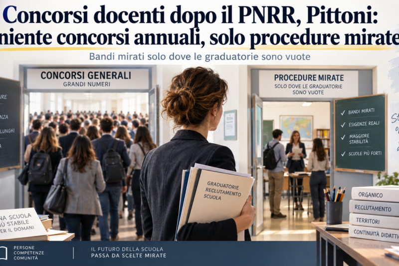 Concorsi docenti dopo il PNRR, Pittoni: «Niente concorsi annuali, solo procedure mirate»