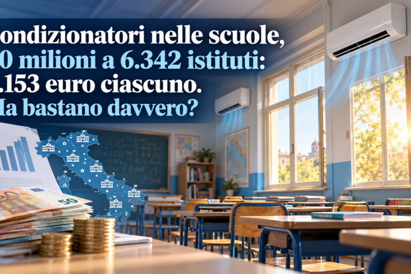 Condizionatori nelle scuole, 20 milioni a 6.342 istituti: 3.153 euro ciascuno. Ma bastano davvero?