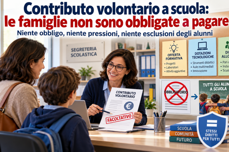 Contributo volontario a scuola: nessun obbligo di pagare, vietati solleciti coercitivi ed esclusioni