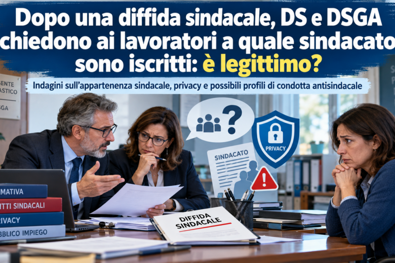 Iscrizione sindacale a scuola: dopo una diffida, DS e DSGA possono chiedere a quale sindacato sei iscritto?