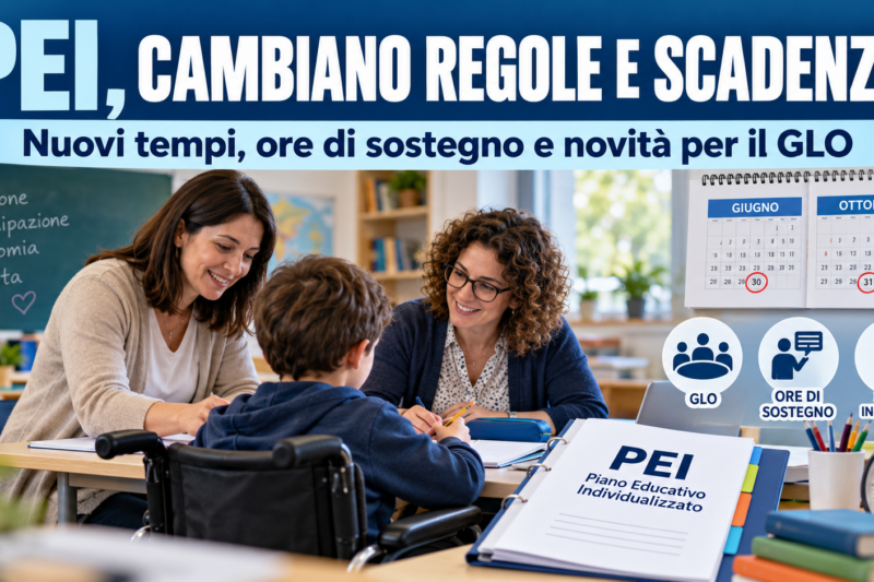 PEI, cosa cambia con il DL 170/2026: definitivo a giugno, ore di sostegno e nuove regole per il GLO