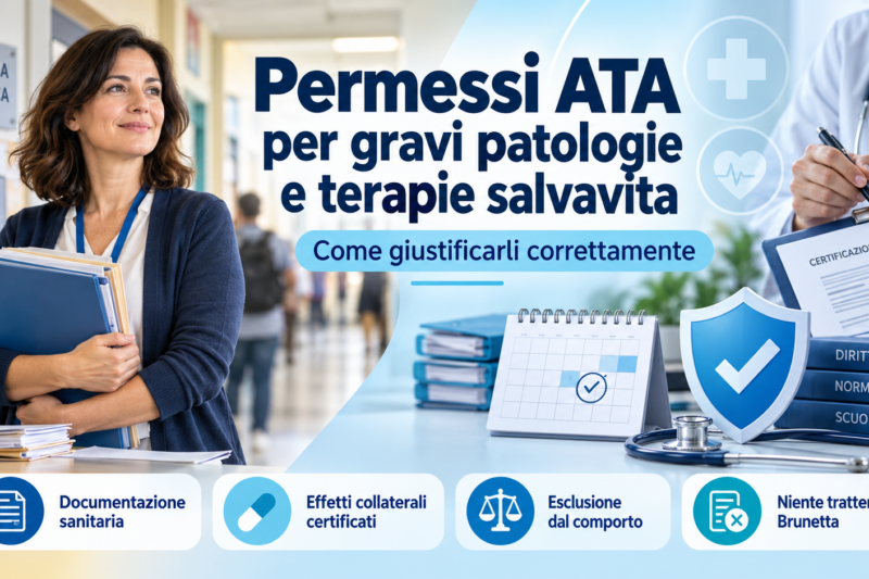 Personale ATA e terapie salvavita: assenze fuori dal comporto, senza trattenuta Brunetta e oltre le 18 ore