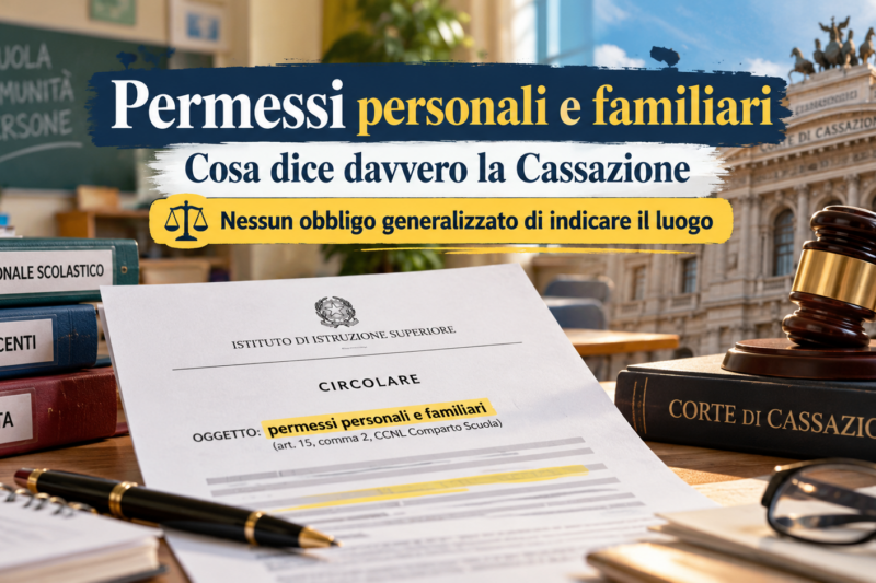 Permessi personali e familiari: la circolare chiede di indicare il luogo, ma la Cassazione non lo impone