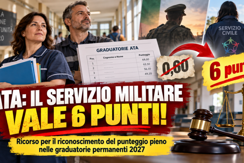 Personale ATA, servizio militare e civile: possibile riconoscimento di 6 punti nelle graduatorie 2027