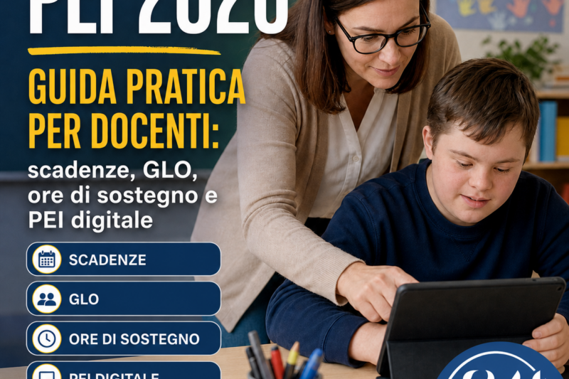 PEI 2026, guida pratica per docenti: scadenze, GLO, ore di sostegno e PEI digitale